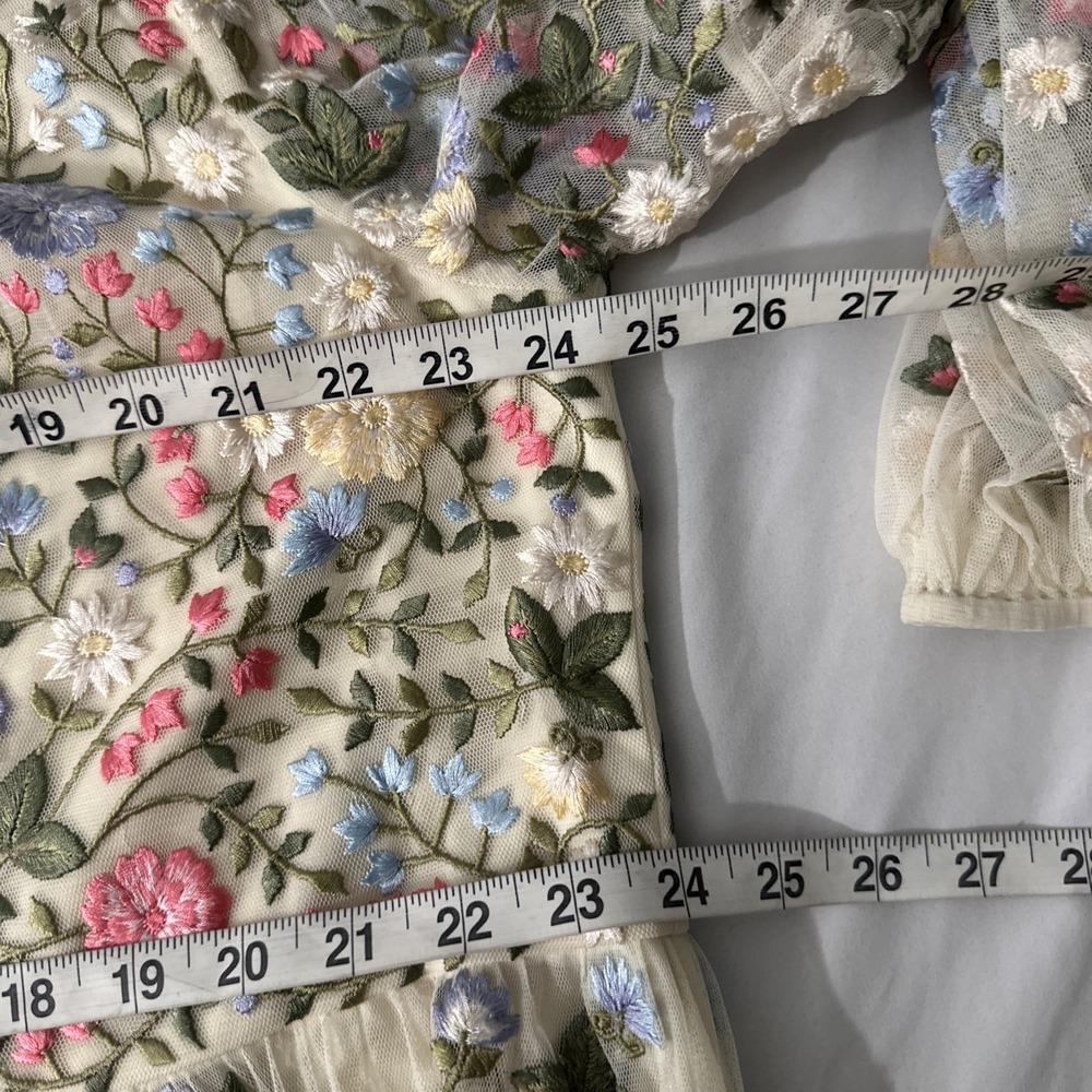 NWT Mac Duggal [ 24 ] 35161 Floral Embroidered Blouson Sleeve‎ Gown Ivory #S1967 - Picture 5 of 16